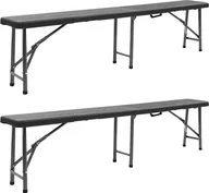 Ławki ogrodowe - Elior Zestaw czarnych ławek ogrodowych - Estella - miniaturka - grafika 1