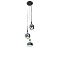 Lampy sufitowe - QAZQA Industrialna lampa wisząca czarna z LED 3-punktowa ściemniana - Facil - miniaturka - grafika 1