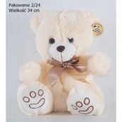 Maskotki i pluszaki - Miś Kremowy z Atłasową Kokardką B. Duży - miniaturka - grafika 1