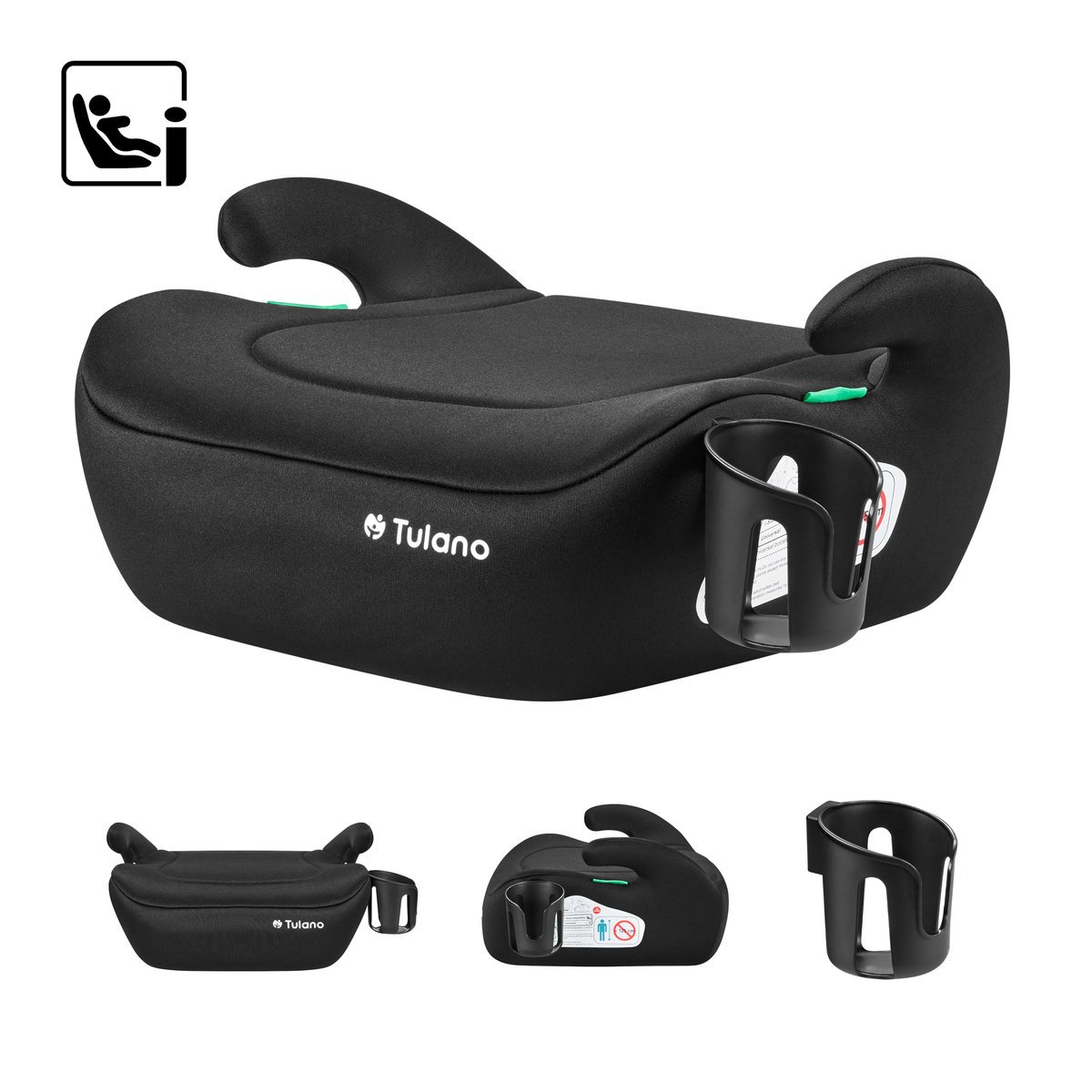 Fotelik samochodowy Cabby 20 Black ISOFIX 125-150cm I-Size, delikatne, oddychające materiały