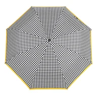Parasole - Parasol damski Doppler Fiber Element Gold półautomatyczny składany wzór pepitka z żółtą oblamówką - miniaturka - grafika 1