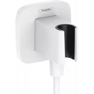 Hansgrohe FixFit Q przyłącze kątowe z uchwytem prysznicowym biały mat 26887700 - Akcesoria do armatury i ceramiki - miniaturka - grafika 1