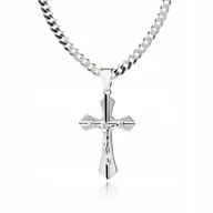 Biżuteria dla dzieci - 925 Srebrny łańcuszek krzyżyk DEDYKACJA 60 cm P2K3 - miniaturka - grafika 1