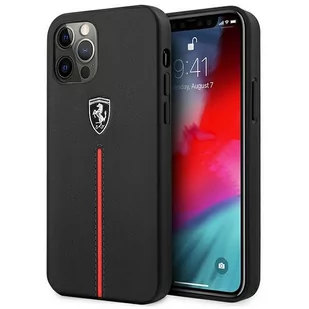 Ferrari FEOMSHCP12LBK iPhone 12 Pro Max czarny/black hardcase Off Track Leather Nylon Stripe - Etui i futerały do telefonów - miniaturka - grafika 1