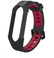 Akcesoria do smartwatchy - Pasek Silicone Armour do Xiaomi Mi Band 5/6, czerwono-czarny - miniaturka - grafika 1