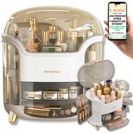 Pudełka i szkatułki - DUŻA KOSMETYCZKA KUFEREK NA KOSMETYKI BIŻUTERIĘ TOALETKA ORGANIZER NA KOSMETYKI SZKATUŁKA PUDEŁKO WIELOPOZIOMOWE BIAŁY PREZENT DLA NIEJ + EBOOK-1 - miniaturka - grafika 1