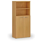 Szafy biurowe - Szafa biurowa kombinowana PRIMO WOOD, drzwi na 3 poziomach, 1781 x 800 x 420 mm, buk - miniaturka - grafika 1
