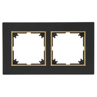 Wyłączniki światła i elektryczne - Ramka podwójna Czarny/złoty FLAVIA ELEKTRO-PLAST - miniaturka - grafika 1