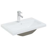 Umywalki - vidaXL Lumarko Umywalka wpuszczana z baterią, 61x39x18 cm, ceramiczna, biała 148624 - miniaturka - grafika 1