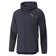 Bluzy męskie - Bluza z kapturem męska Puma EVOSTRIPE FULL-ZIP granatowa 84740143-S - miniaturka - grafika 1