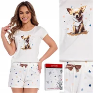 Piżamy damskie - Piżama damska bawełniana krótki rękaw CORNETTE 628/298 Chihuahua XXL 44 - miniaturka - grafika 1