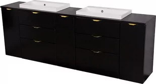Czarna matowa szafka łazienkowa z dwiema umywalkami 210 cm Liv 2 Victa  - Szafki łazienkowe - miniaturka - grafika 1