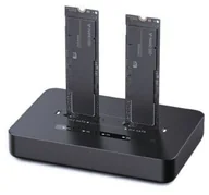 Obudowy i kieszenie na dyski twarde - Stacja dokująca Gembird Stacja dokująca do komputerów stacjonarnych z dwoma dyskami SSD USB typu C M.2 NVME i SATA czarny DD2-U3M2 - miniaturka - grafika 1