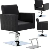 Fotele fryzjerskie - Fotel fryzjerski Tom Black hydrauliczny obrotowy podnóżek do salonu fryzjerskiego krzesło fryzjerskie - miniaturka - grafika 1