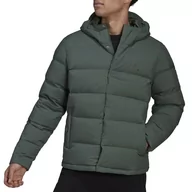 Kurtki i kamizelki sportowe męskie - Kurtka adidas Helionic Hooded Down HG8749 - zielona - Adidas - miniaturka - grafika 1