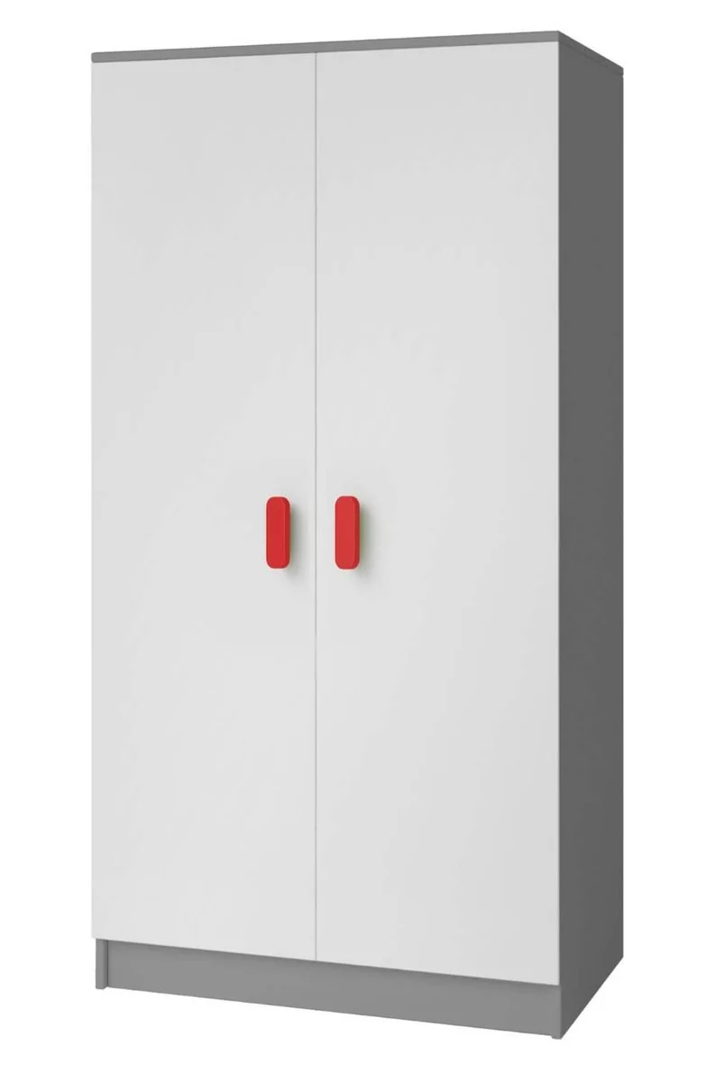 Szafa Smyk II 06, szary mat-biały mat-czerwony, 80x50x193 cm