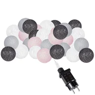 Oświetlenie świąteczne - Cotton balls 50 led lampki dekoracyjne, girlanda na prąd grafitowo-białe CL0155 - miniaturka - grafika 1