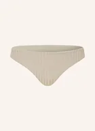 Stroje kąpielowe - Calvin Klein Dół Od Bikini Basic Archive Rib beige - miniaturka - grafika 1