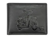 Portfele - Portfel Męski Skórzany MONEY KEPPER Duży Poziomy Bez Zapięcia Dwa Skrzydełka TCC5600-4 RFID ,,MOTOCYKL,, CZARNY 13 x 10 x 2 [cm] - miniaturka - grafika 1