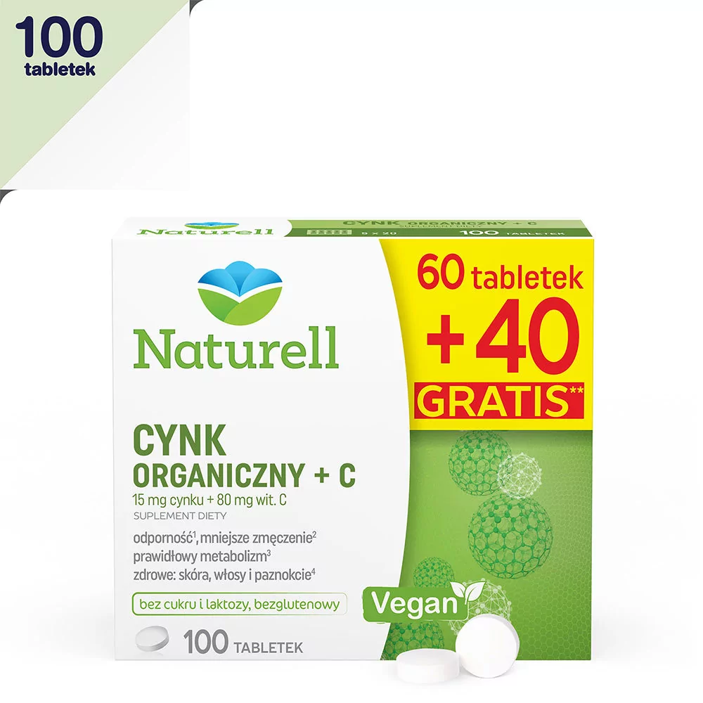 Naturell USP ZDROWIE Cynk organiczny + C x 100 tabl