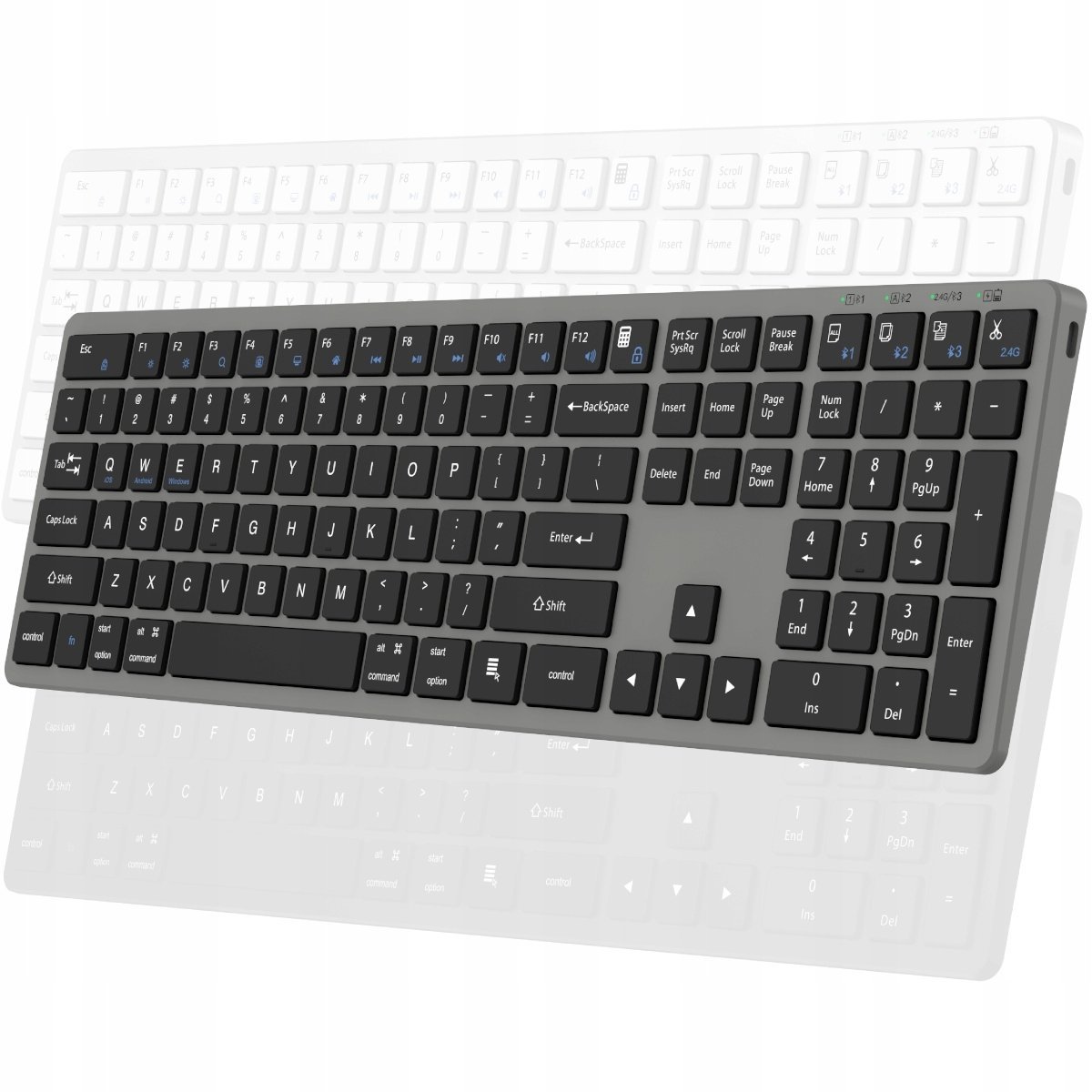 Triadyn Klawiatura Bezprzewodowa PROTEUS Bluetooth 2.4GHz 4-Urządzenia Biurowa Slim Akumulator Szara
