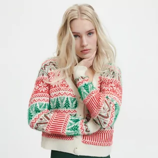 Swetry damskie - Reserved - Kardigan ze świątecznym motywem - Wielobarwny - grafika 1