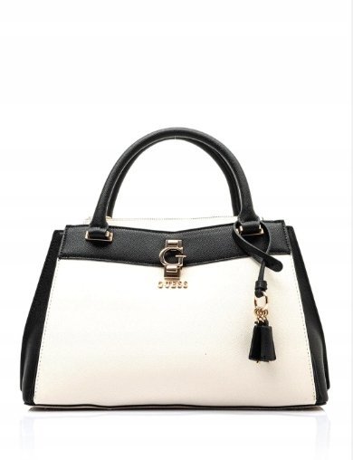 GUESS KLASYCZNA TOREBKA DAMSKA BIAŁO CZARNA Z ZAWIESZKĄ 35x12x 21 1GŁA