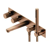 Baterie wannowe i prysznicowe - Bateria wannowa podtynkowa Omnires Contour 5-otworowa miedź szczotkowana CT8037-1CPB - miniaturka - grafika 1