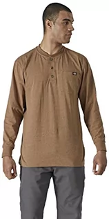 Koszulki męskie - Dickies T-shirt męski Henley, Brown Duck, XXL - grafika 1