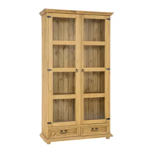 Witryna Wysoka 2W2S Drewniana Sosnowa Classic Wood Mebel Bos Sosna Miodowa - Witryny - miniaturka - grafika 1