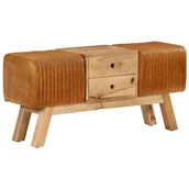 Ławki do przedpokoju - Lumarko Ławka typu kozioł, 107 cm, naturalna kozia skóra i drewno mango - miniaturka - grafika 1