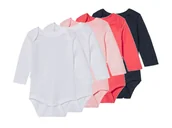 Body dla niemowląt - Lupilu Body niemowlęce z bawełny 5 sztuk Granatowy/ różowy/ biały 62/68 - miniaturka - grafika 1