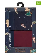 Majtki męskie - Happy Shorts Bokserki (2 pary) w kolorze ciemnoczerwono-granatowym - miniaturka - grafika 1