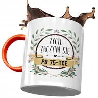 Kubki - Kubek Pomarańczowy na Urodziny 75 75te 75-te z Nadrukiem ze Zdjęciem + Opakowanie na prezent (wzór 02) - miniaturka - grafika 1
