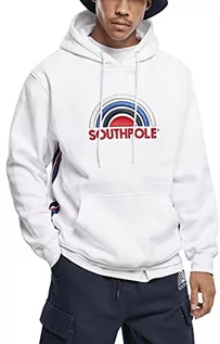 Bluzy męskie - Southpole Męska bluza z kapturem, wielokolorowe logo Multicolor, bluza z kapturem dla mężczyzn z wyszytym logo 3D, rozmiary S - XXL, biały, L - grafika 1