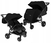 Wózki dziecięce - Wózek spacerowy dla bliźniaków KacBru GOLDIE TWINS Czarny Mega Wyposażenie - miniaturka - grafika 1
