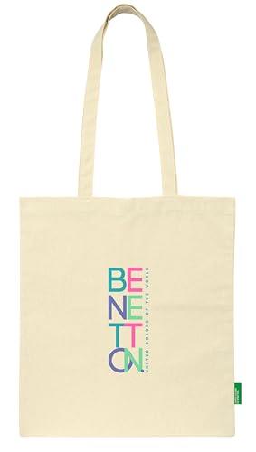 Safta BENETTON - Torebka typu tote, torba damska, torba na ramię, wygodna i wszechstronna, jakość i wytrzymałość, 38 x 42 cm, naturalny kolor beżowy, Beżowa, Estándar, Casual