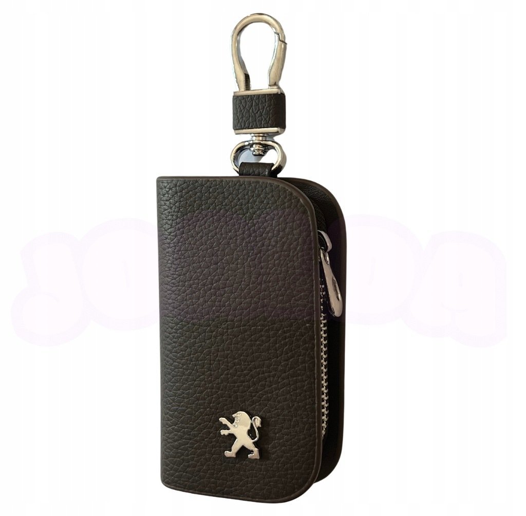 SKÓRZANE ETUI na klucze PEUGEOT logo KLUCZYK brelok ELEGANCKI brąz