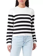 Swetry damskie - Morgan damski sweter z długim rękawem MJELY czarny TXS, Czarny/Off White, XS - miniaturka - grafika 1