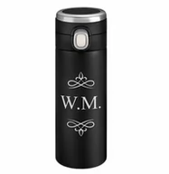 Kubki termiczne - Kubek termiczny termos czarny z wyświetlaczem LED i grawerowanymi - miniaturka - grafika 1