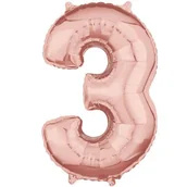 Balony i akcesoria - Amscan Balon foliowy cyfra 3, 26", szampański 36597 - miniaturka - grafika 1