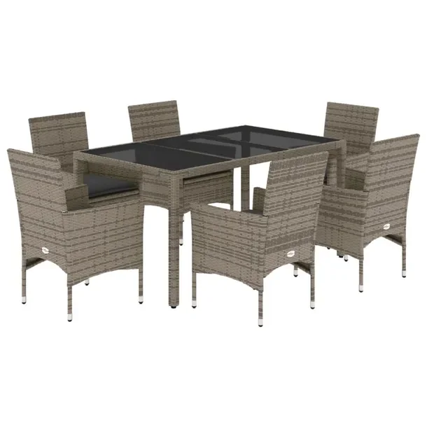 Zestaw mebli ogrodowych szary rattan PE, stół 150x90x75 cm, krzesła 53x6