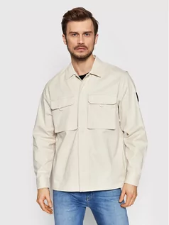 Koszule męskie - Calvin Klein Koszula J30J320083 Beżowy Regular Fit - grafika 1
