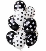 Balony i akcesoria - Zestaw balonów lateksowych biało-czarny w kropki - 30 cm - 12 szt. - miniaturka - grafika 1