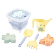 Zabawki do piasku - Mochtoys Składane Wiaderko Niebieskie Z Akcesoriami W Torbie Konewka Łopatka Grabki 2 Foremki - miniaturka - grafika 1
