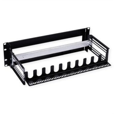 Rama nośna VALUE 19 dla urządzeń montowanych na szynie DIN, 3U, z zarządzaniem okablowaniem, czarna