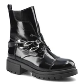 Botki damskie - Czarne Botki Karino Damskie Skórzane Obuwie - miniaturka - grafika 1