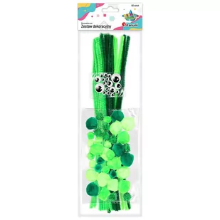 TITANUM Zestaw dekoracyjny 80 szt druciki, pompony, oczka w tonacji zielonej CRAFT-FUN TITANUM 352524 6917 - Dekoracje domu - miniaturka - grafika 1