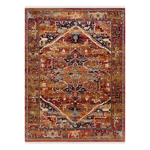 Dywan KESHAN Frędzle, Ornament orientalny 2886/53588 bordo wielokolorowy 80x145 cm - Dywany - miniaturka - grafika 1