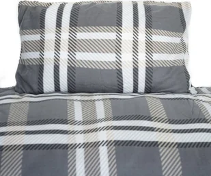 Pościel z polaru w kolorze antracytowym w kratkę z zamkiem błyskawicznym 100% poliester 155x220 cm - Pościel Pościel z polaru w kolorze antracytowym w kratkę z zamkiem błyskawicznym 100% poliester 155x220 cm - Pościel - miniaturka - grafika 1